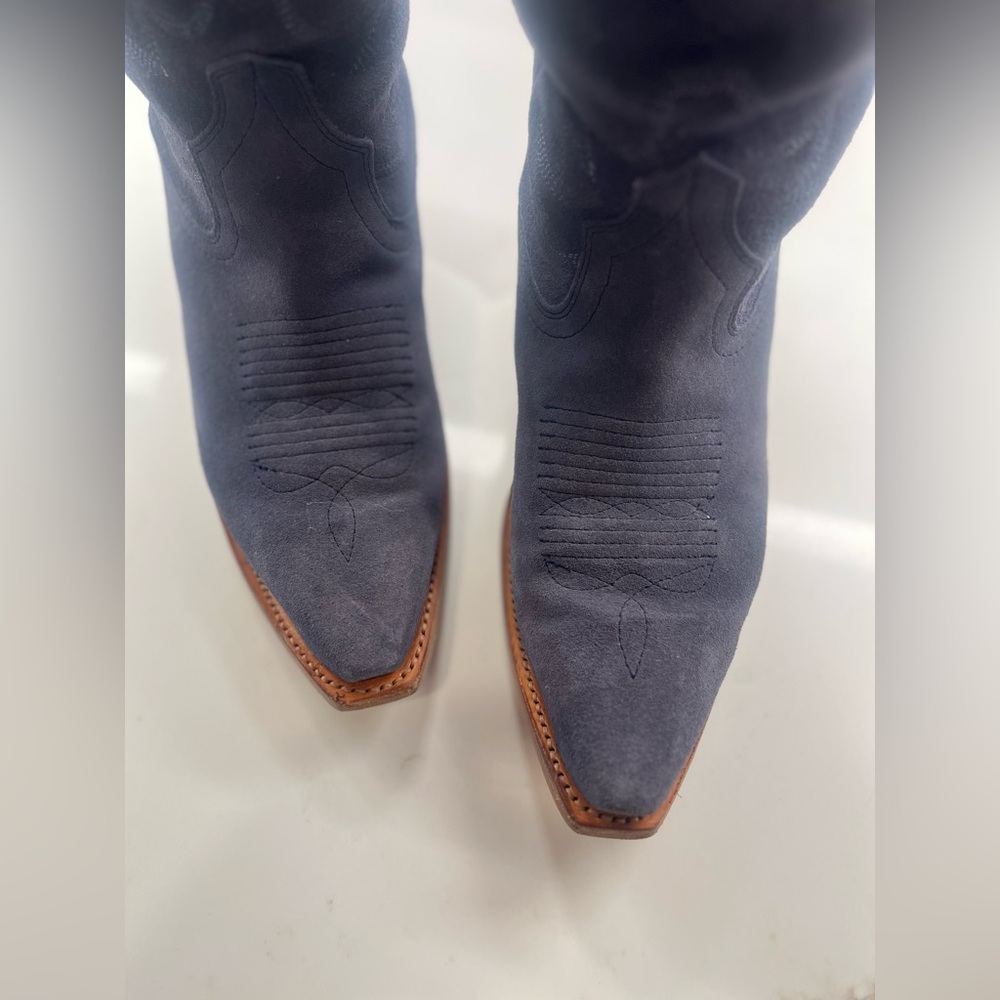 Limited Edition Tecovas Annie Indigo Suede Boots - Picture 7 of 8
